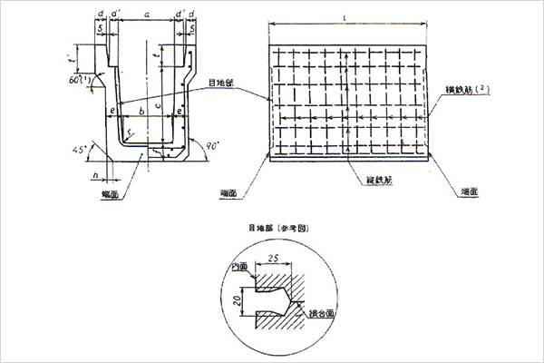 PU側溝 PUウォール T-25布設図・寸法